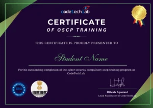 CodeTechLab Cybersecurity Internship Certificate awarded to students after completing hands-on training.